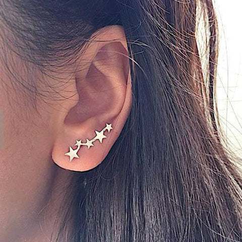 Climber Tiny Star Moon Stud Earrings